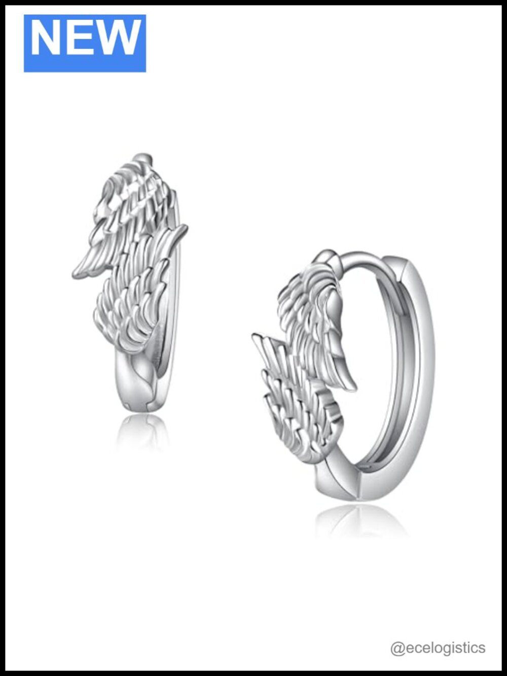925 Sterling Silver Angel Wing Hoop Earrings Hypoallergenic